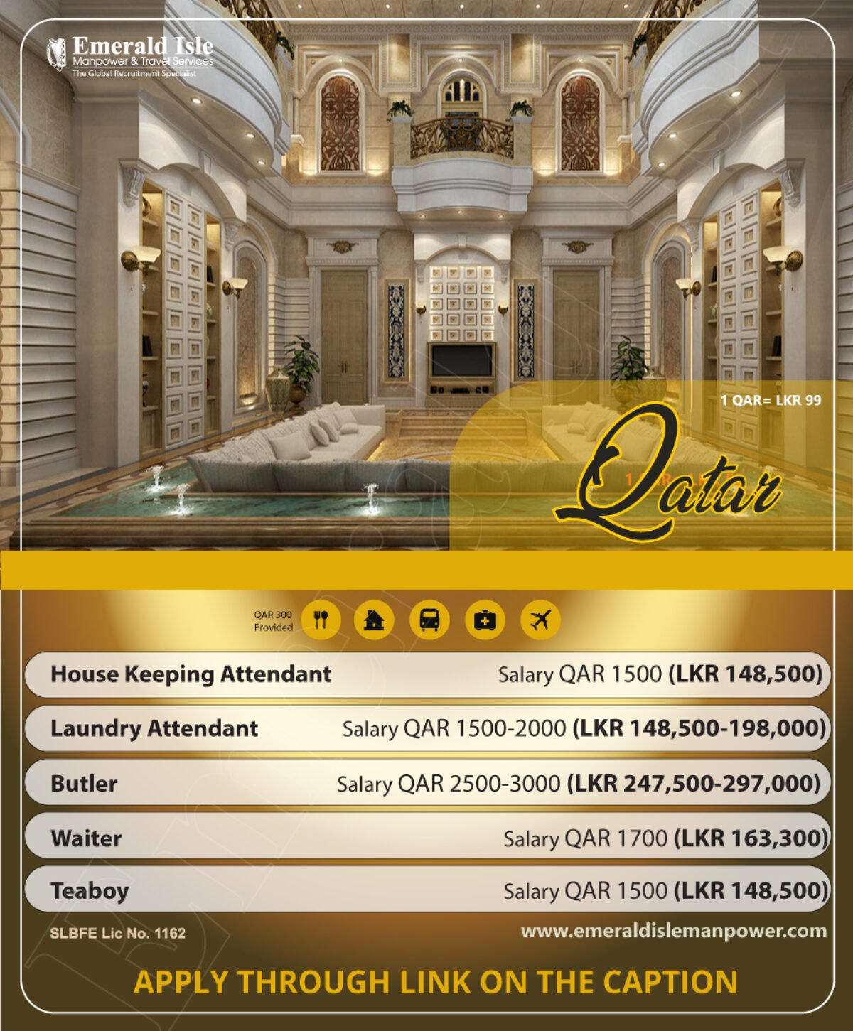 House keeping Attendant/ Laundry Attendant / Butler / Waiter / Teaboy -  Emerald Isle Manpower